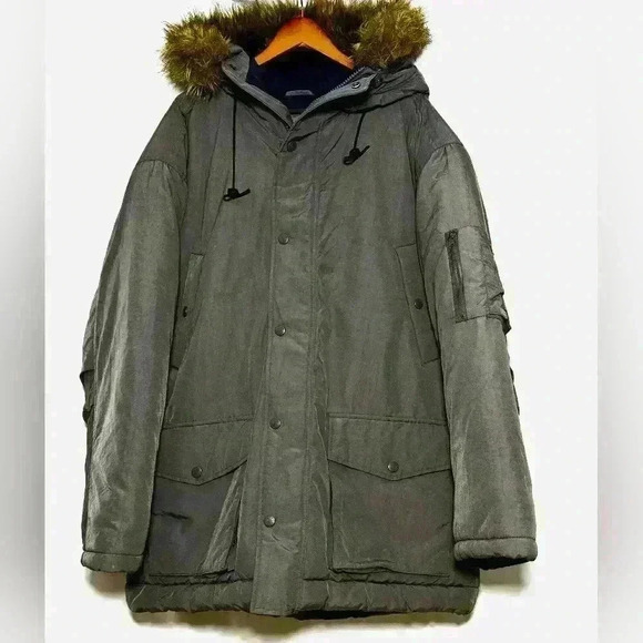 ROOKY Authentic Mens Hooded Grey Nylon Coat with Pockets Galore Size XL - Picture 2 of 10